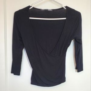 Black Crossover Shirt 3/4 Sleeves Size XS